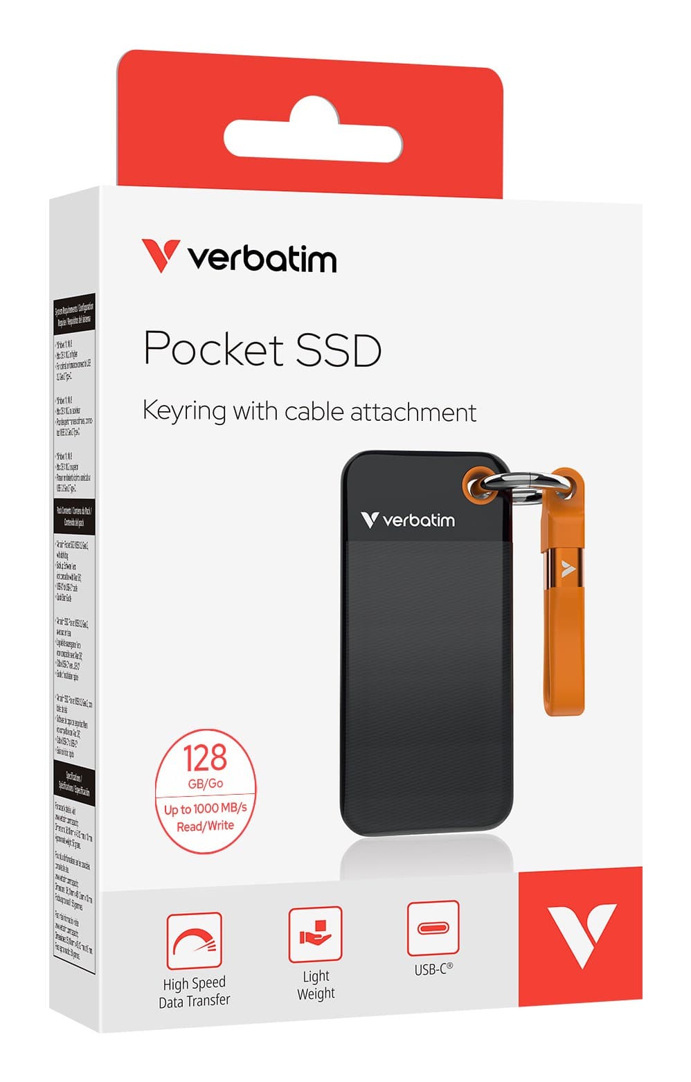 Verbatim Pocket SSD USB 3.2 Gen 2 128GB Black/Orange - Image 4