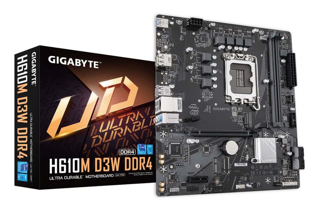 GIGABYTE H610M D3W DDR4 Motherboard - Supports 14th Gen. Intel Core CPUs, 5+1+1 phases VRM, up to 3200MHz DDR4, 1xPCIe 3.0 M.2, 1GbE LAN, USB 3.2 Gen 1 - Image 1