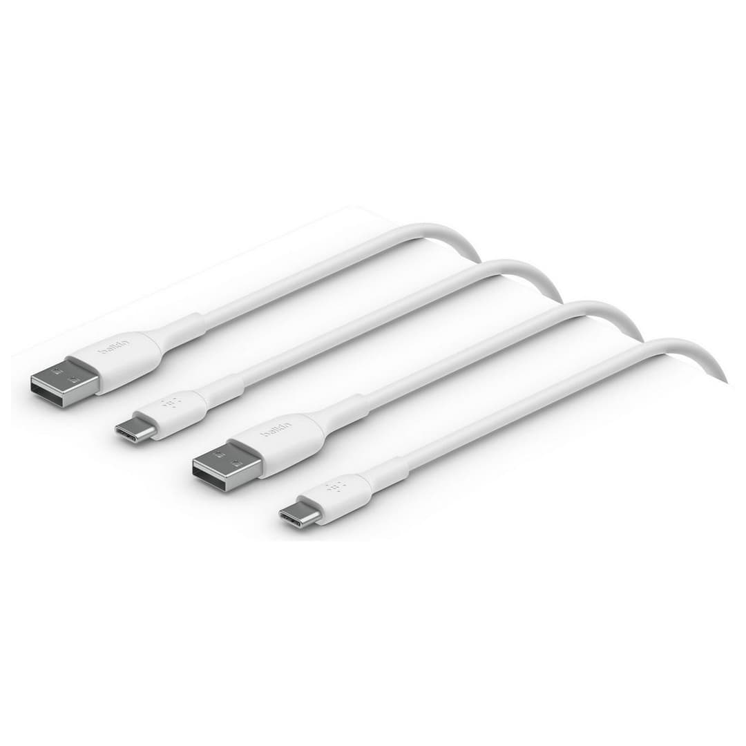 Belkin USB-C to USB-A Two Pack 1m Cables - White - Image 1