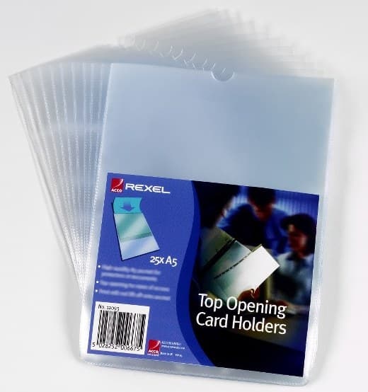 Rexel Card Holders A5 Clear (25) - Image 1