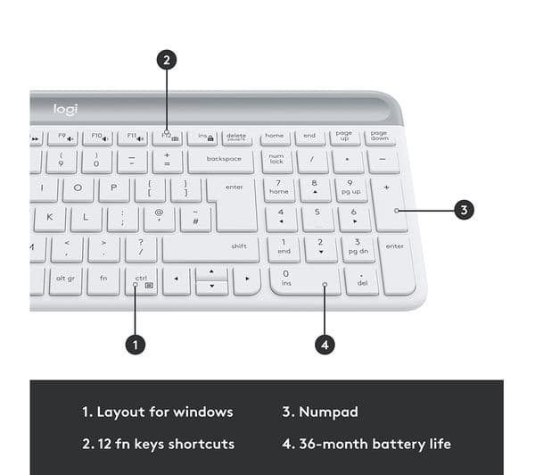 Logitech MK470 Wireless Keyboard Mouse Set White - Image 6