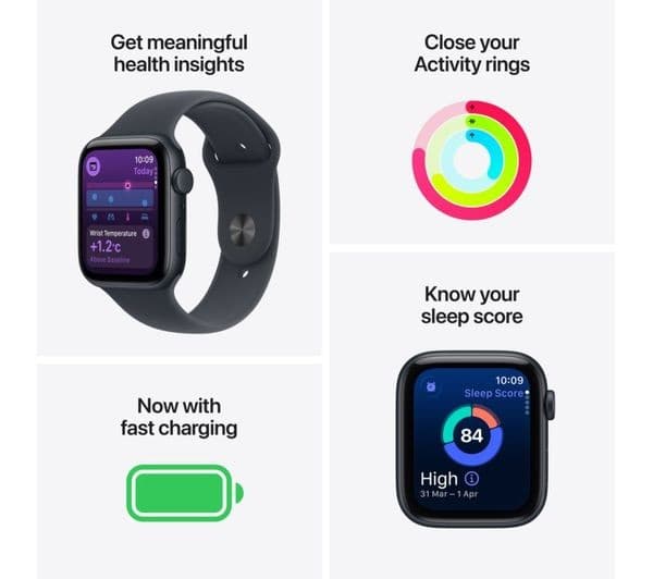 Apple Watch SE 3 GPS + Cellular 44mm Midnight Aluminium Case with Midnight Sport Band M/L - Image 3