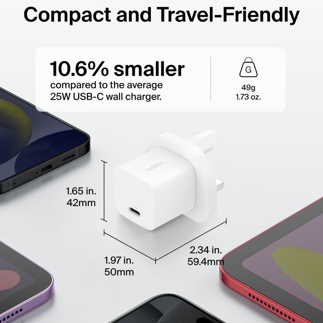 Belkin 25W USB-C Wall Charger & 1m USB-C Cable - Twin Pack - Image 3