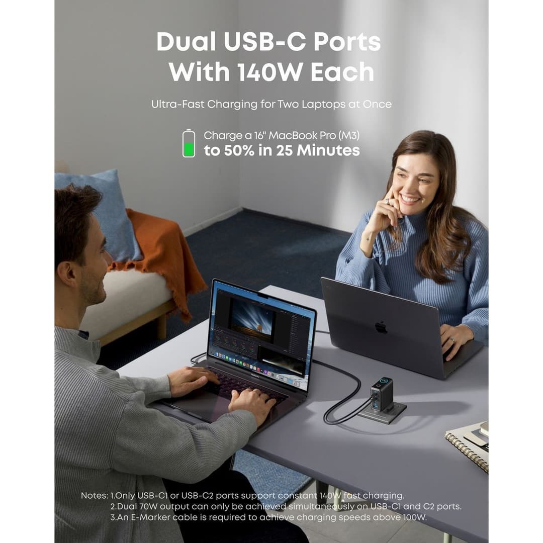 Anker 140W 4-Port USB-C & USB-A GaN Wall Charger - Image 5
