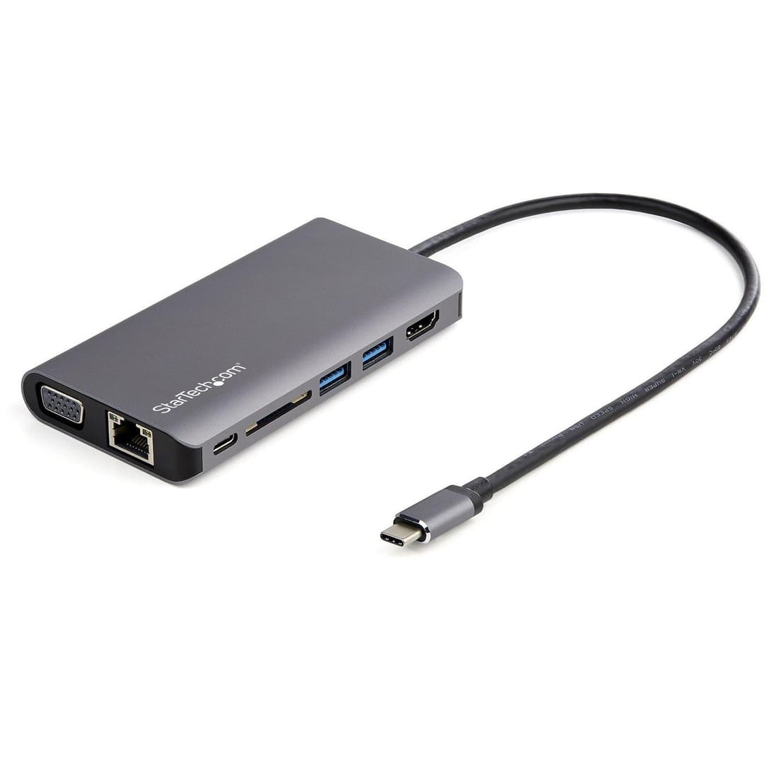 StarTech.com USB-C Multiport Adapter - USB-C Mini Travel Dock with 4K HDMI or 1080p VGA - 3x USB 3.0 Hub, SD, GbE, Audio, 100W PD Pass-Through (DKT30CHVAUSP) - Image 1