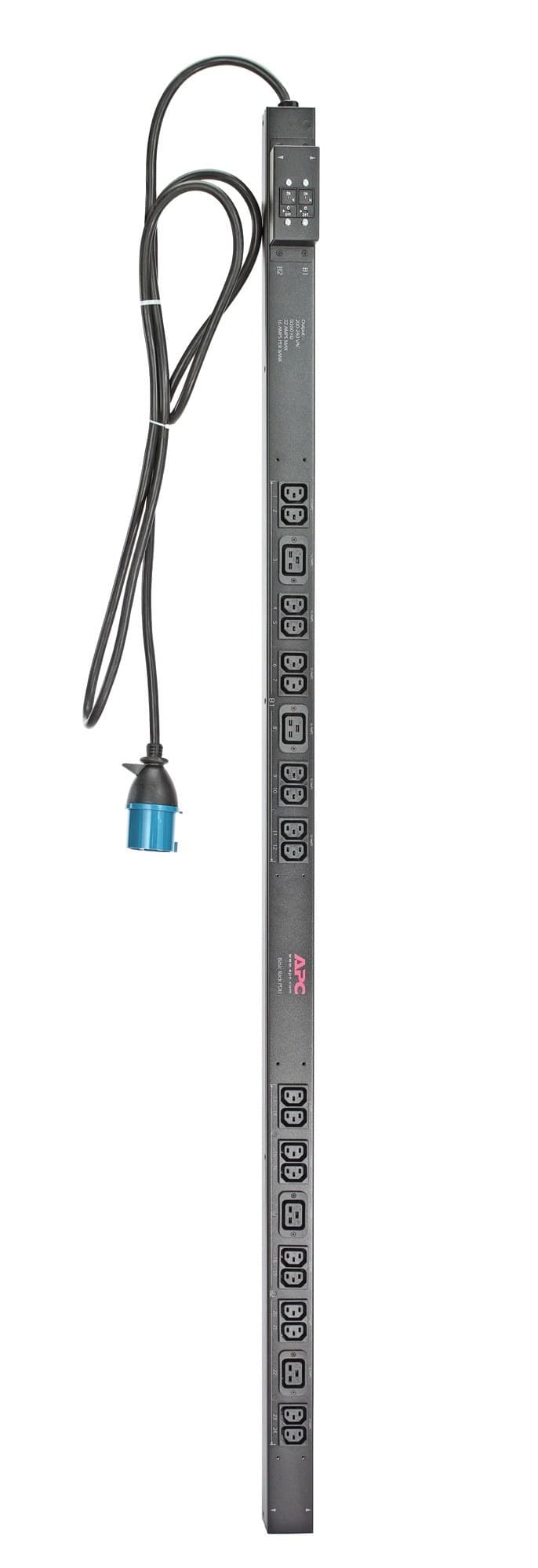 APC Basic Rack PDU AP7553, Zero U, 32A, 230V, 20x C13 & 4x C19 Outlets - Black - Image 1
