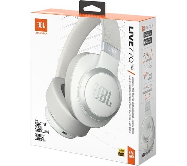 JBL Live 770NC Wireless Over-Ear Noise Cancelling Headphones - White - Image 3