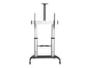 StarTech.com Mobile TV Stand, Heavy Duty TV Cart for 60-100" Display (100kg/220lb), Height Adjustable Rolling Flat Screen Floor Standing on Wheels, Universal Television Mount w/Shelves - W/ 2 equipment shelves cart - for flat panel - black, silver thumbnail 2