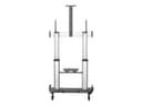 StarTech.com Mobile TV Stand, Heavy Duty TV Cart for 60-100" Display (100kg/220lb), Height Adjustable Rolling Flat Screen Floor Standing on Wheels, Universal Television Mount w/Shelves - W/ 2 equipment shelves cart - for flat panel - black, silver thumbnail 3
