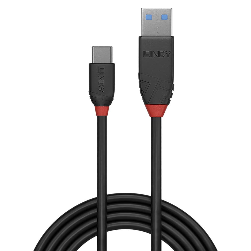 Lindy 1m USB 3.2 Type A to C Cable, 10Gbps, Black Line - Image 2