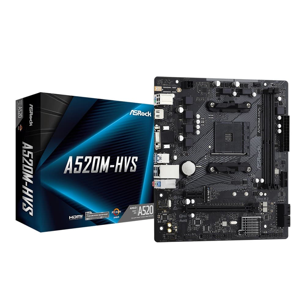 ASRock A520M-HVS AMD A520 DDR4 Micro-ATX Socket AM4 Motherboard