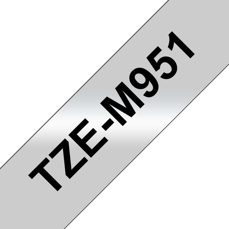 Brother TZe P-touch Laminated Labelling Tape Black on Matte Silver 8m - 24mm