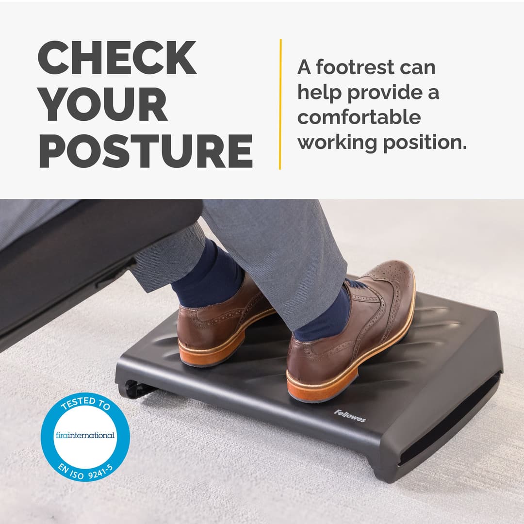 Fellowes Foot Rest Under Desk - Breyta Foot Support Ergonomic Foot Rest with Textured Surface - Foot Rest Stool for Office & Home - Black - Image 2