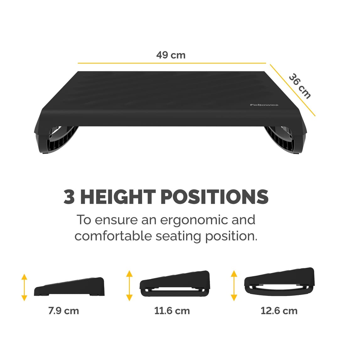 Fellowes Foot Rest Under Desk - Breyta Foot Support Ergonomic Foot Rest with Textured Surface - Foot Rest Stool for Office & Home - Black - Image 3
