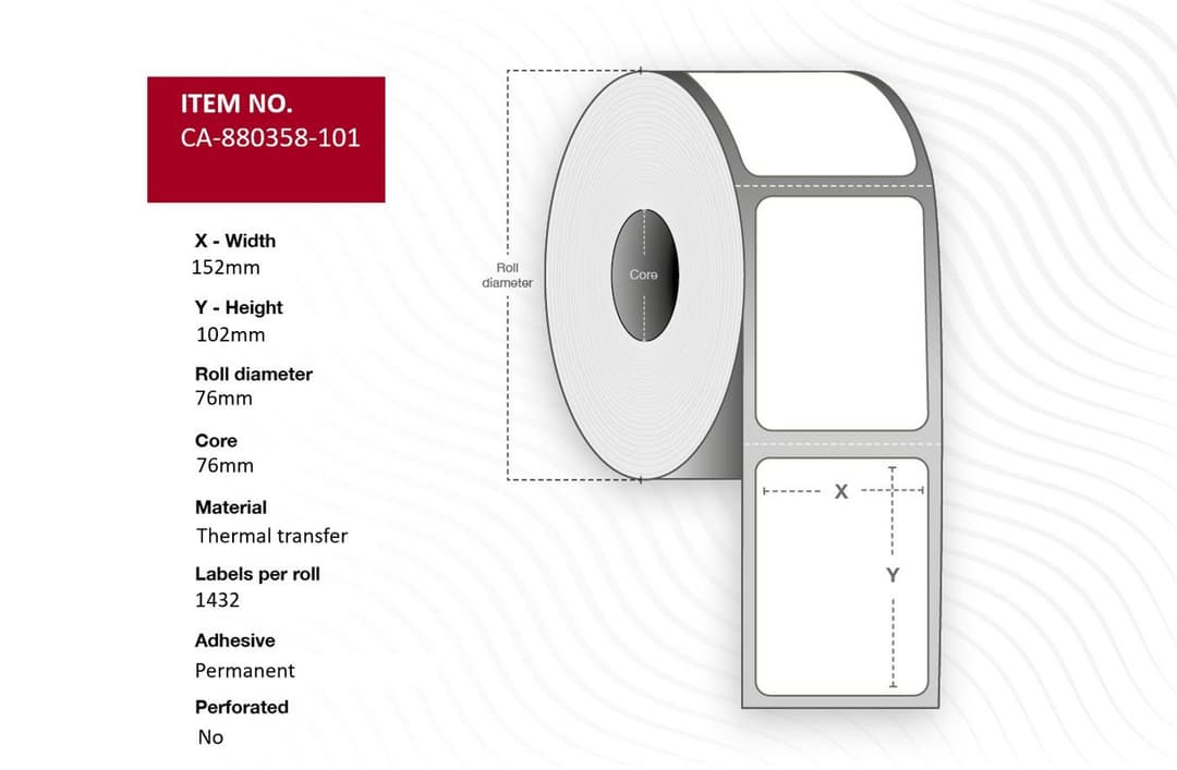 Label 152 x 102mm, Core 76mm, - Image 1