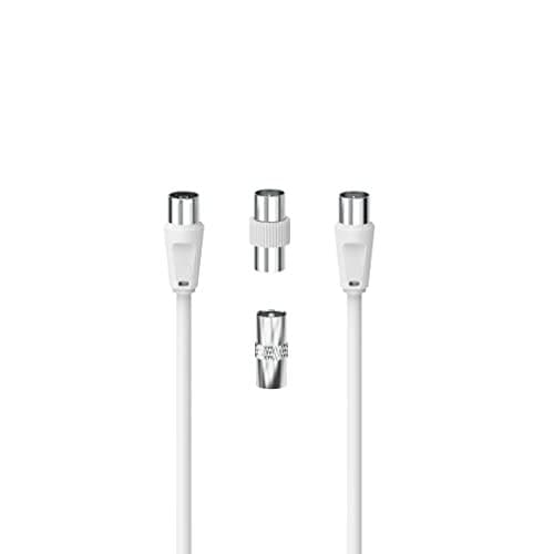 Hama Coaxial TV Antenna Cable with 2 Adapters, Male/Female, 75 Ohm, Double Shielded, 10-Year Guarantee, White - 5 m - Image 2