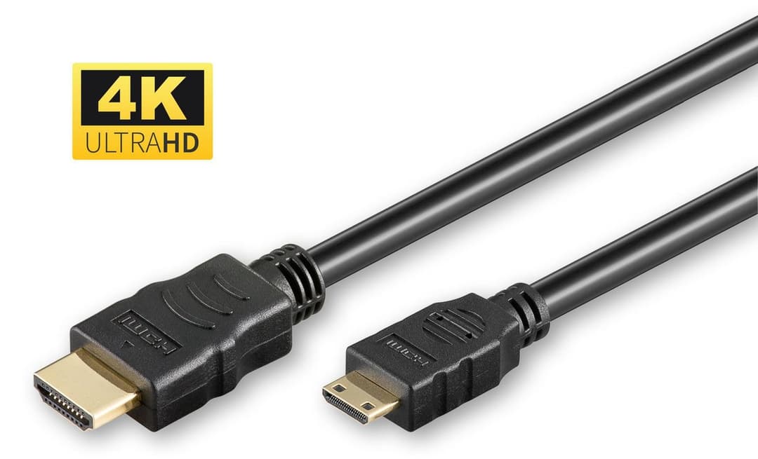 Microconnect HDM1919C1 HDMI High Speed Mini Cable with Ethernet, HDMI Type A to Mini HDMI Type C (Male to Male), 1m, Black - Image 1