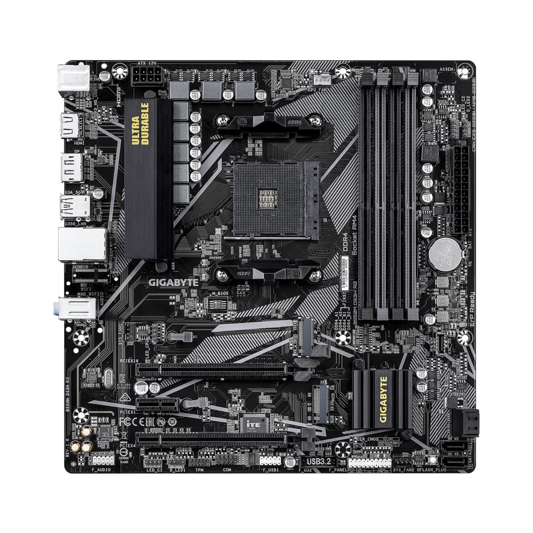 GIGABYTE B550M DS3H R2 AMD B550 Micro-ATX Socket AM4 DDR4 Motherboard - Wired - Image 2