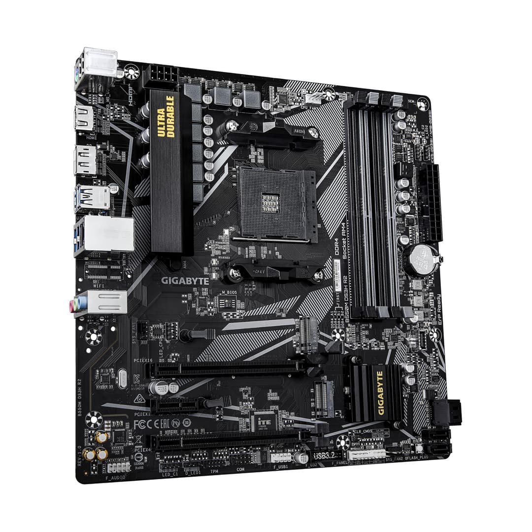 GIGABYTE B550M DS3H R2 AMD B550 Micro-ATX Socket AM4 DDR4 Motherboard - Wired - Image 3