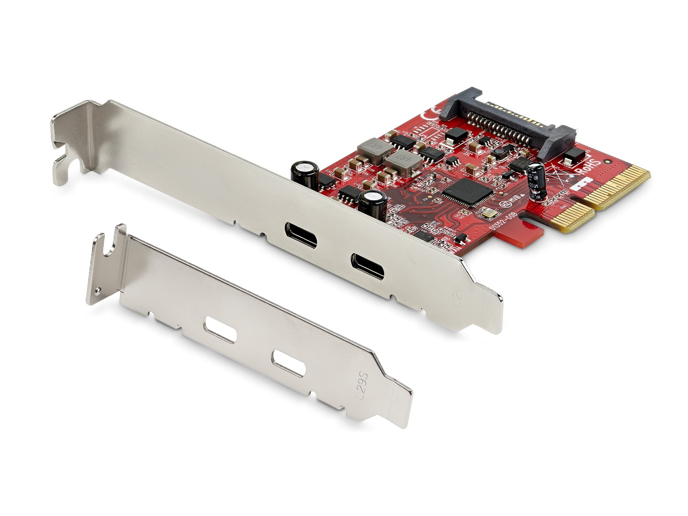 StarTech.com PCIe USB 3.1 Card, 2x USB C 3.1 Gen 2 10Gbps, PCIe Gen 3 x4, ASM3142 Chipset, USB Type-C PCI Express Card, 2-Port USB 3.2 Gen 2x1 Expansion Add-On Card, Windows, macOS, Linux - Full/Low-Profile - USB adapter - PCIe 3.0 x4 - USB-C 3.1 Gen 2 x