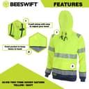Be Seen Hi Viz Two Tone Hoodie Sweatshirt Colour=Yellow/Navy Size=4XL thumbnail 4