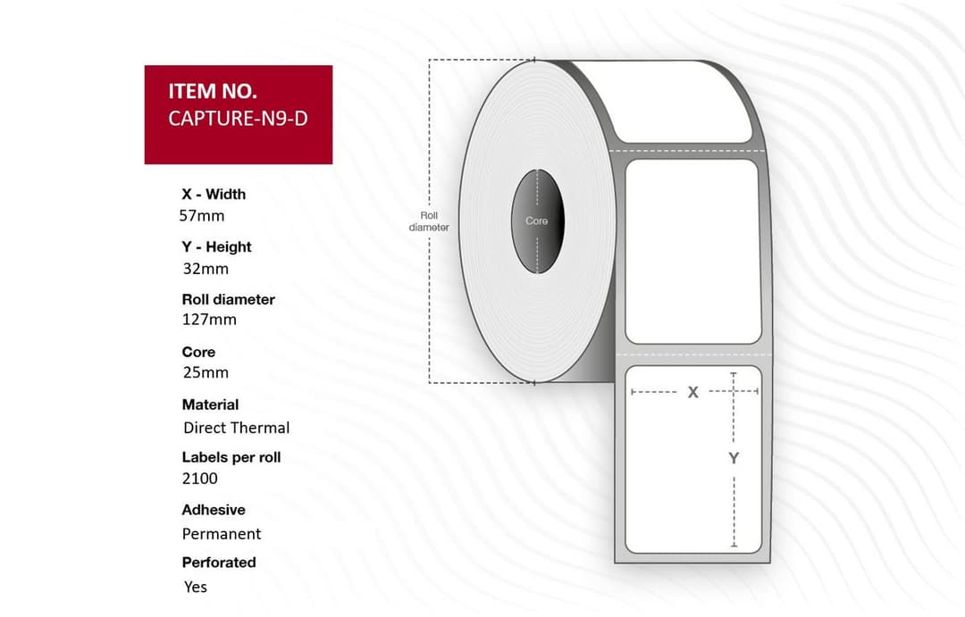 Label 57x32mm, Core 25mm, - Image 1