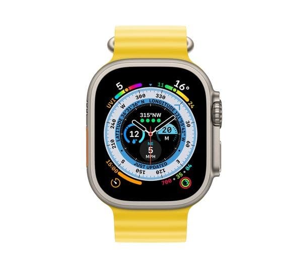 Apple Watch Ultra GPS + Cellular 49mm Titanium Case with Yellow Ocean Band - Image 2