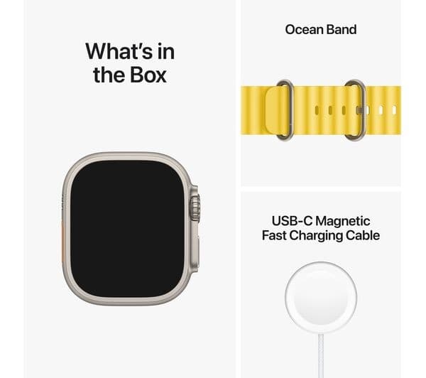 Apple Watch Ultra GPS + Cellular 49mm Titanium Case with Yellow Ocean Band - Image 8