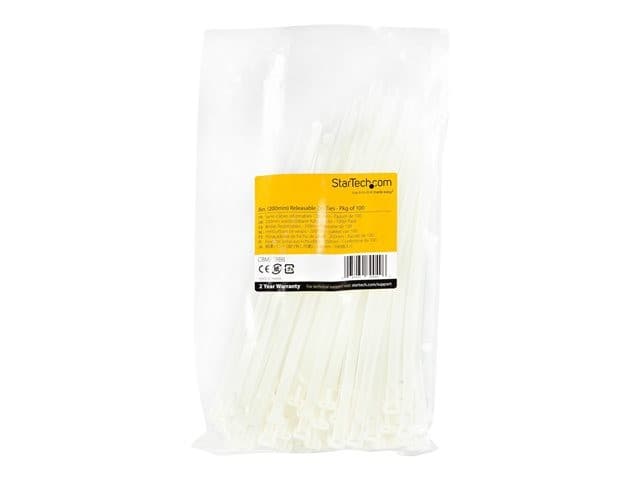 StarTech Reusable Cable Ties 20cm 100 Pack White - Image 5