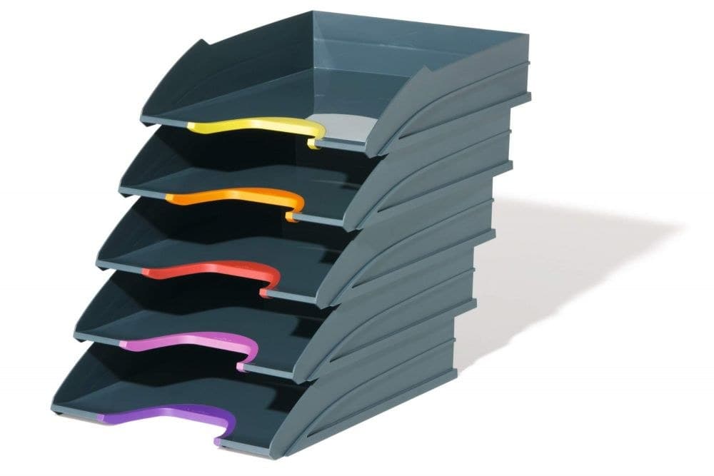 Durable VARICOLOR ECO Stackable Document Filing Letter Tray PK5 A4 Grey 770557