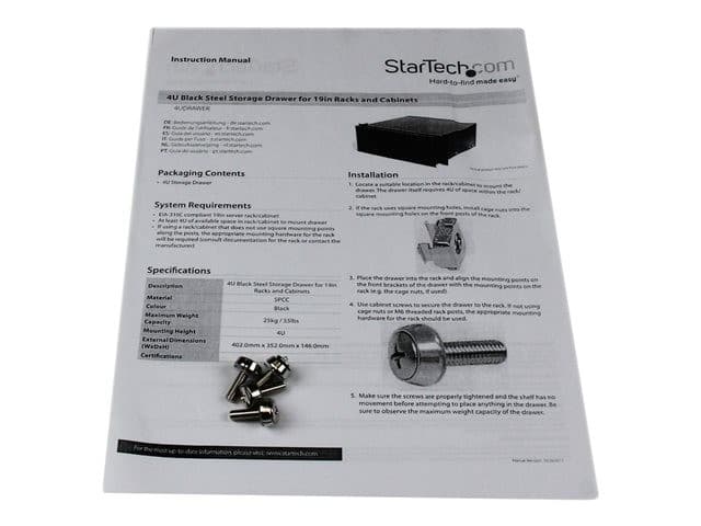 StarTech 4UDRAWER 4U Rack Storage Drawer Black - Image 5