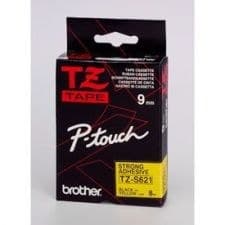 Brother TZe-S621 Black on Yellow 9mm x 8m Strong Adhesive Laminated Label Tape
