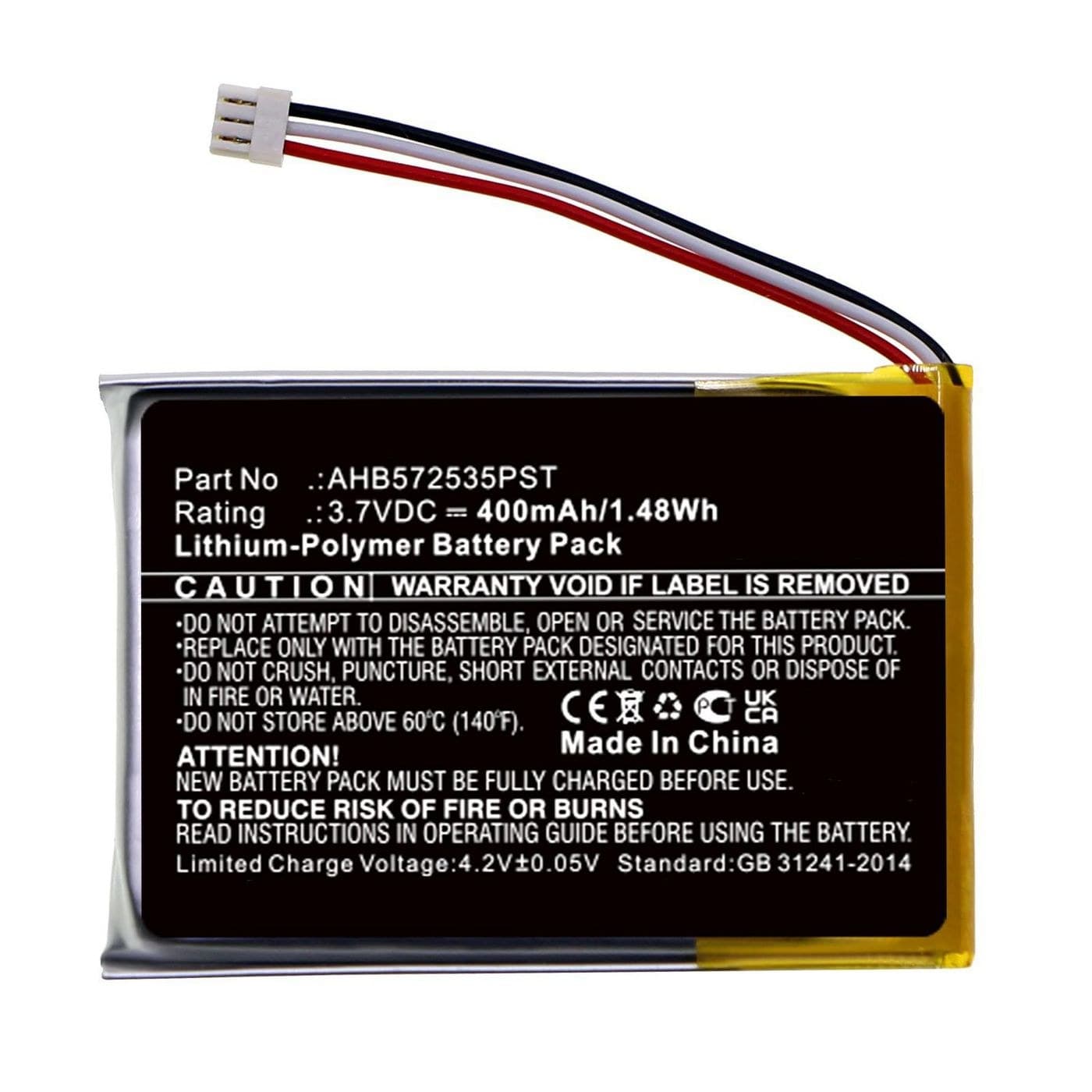 CoreParts MBXWHS-BA185 Replacement Battery for Jabra Evolve 75 Wireless Headset — 1.48Wh 3.7V 400mAh, Black