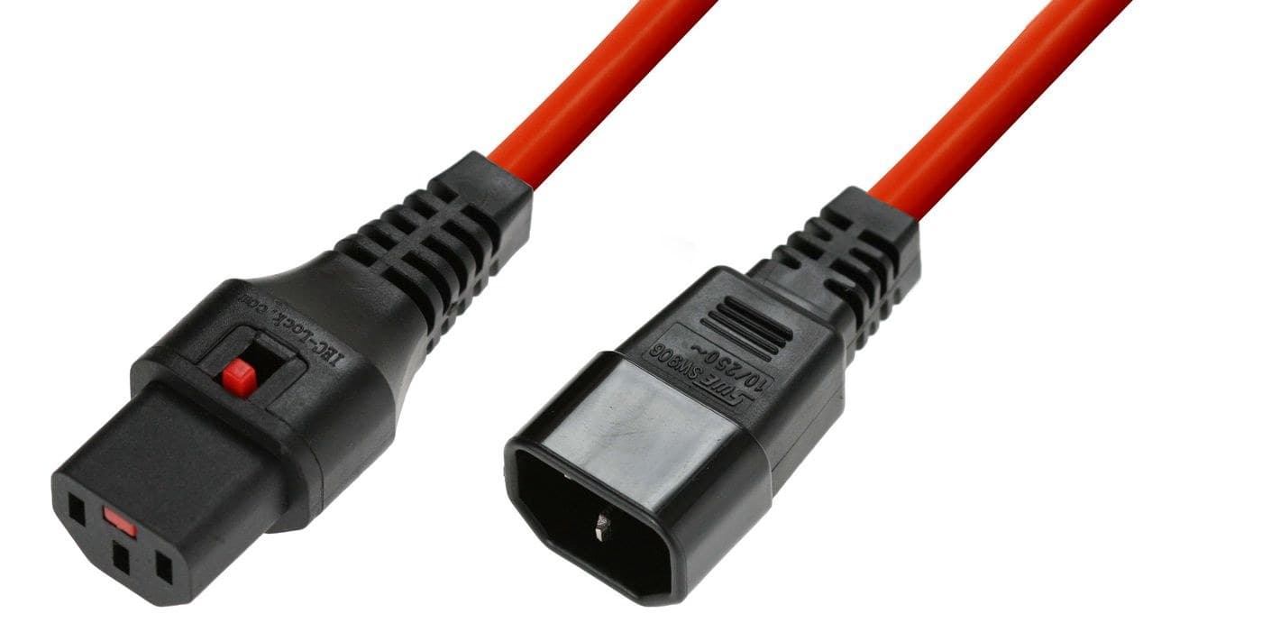 Microconnect Power Cord C13 IEC Lock to C14 - 3m Red