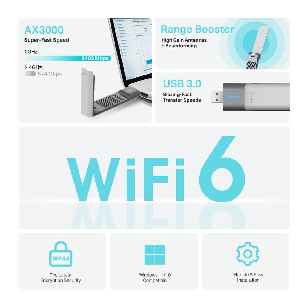 TP-Link Archer AX3000 High Gain Wireless USB Adapter - Image 4