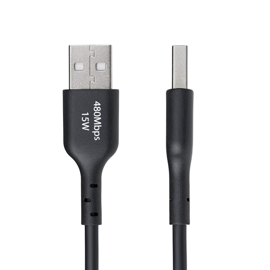 StarTech.com 6in (15cm) USB-A to USB-C Charging Cable, Charge & Sync, 3A, USB 2.0, TPE Jacket - Black USB Charging Cord - Image 2