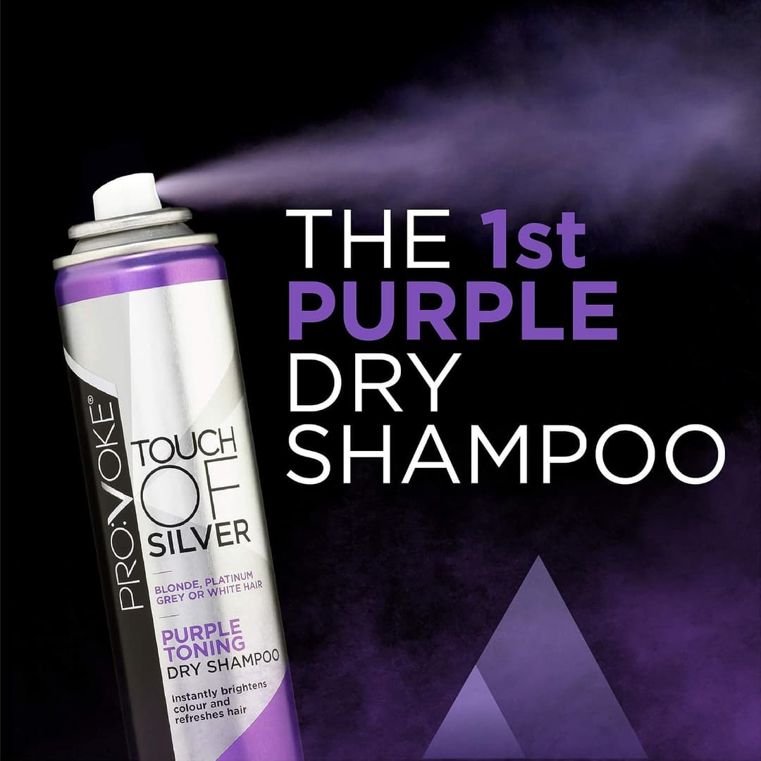 PROVOKE Touch Of Silver Purple Toning Dry Shampoo 200 ml, Neutralises Brassy Tones and Refreshes Hair, First Ever Dry Shampoo - Image 1