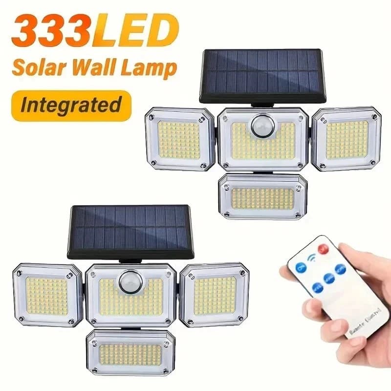 Solar LED Motion Sensor Security Light Outdoor Waterproof Wall Flood Garden Lamp Pack of 2 - Image 1