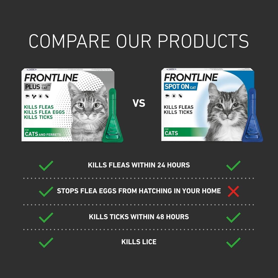 FRONTLINE Plus Flea & Tick Treatment for Cats and Ferrets - 6 Pipettes - Image 3