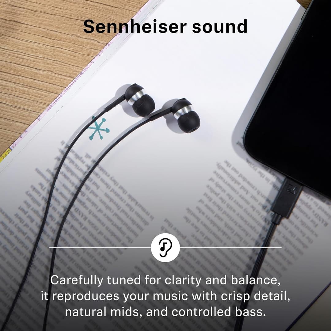 Sennheiser CX 80U – Wired In-ear Headphones, USB C Connection, In-line One-Button Smart Remote with Microphone, Closed Earbuds for Passive Noise Cancelling – Black - Image 7