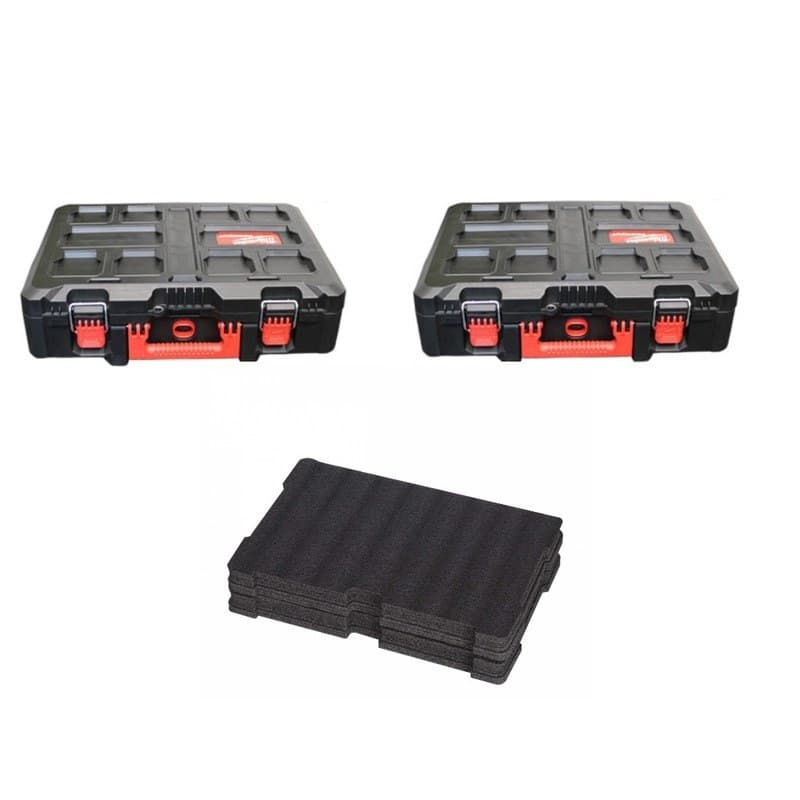 Milwaukee PACKFOAMKIT Small PACKOUT Case with Packout Foam Cuttable Insert (Twin Pack) - Image 1