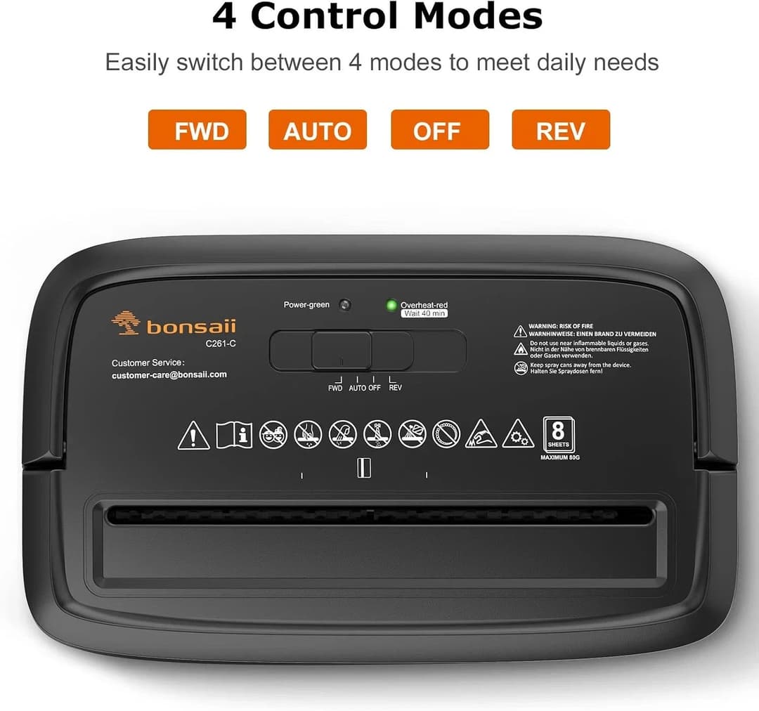 Bonsaii 8-Sheet Cross-Cut Paper Shredder for Home Office,P-4 Security C261-C - Image 4