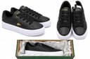 Lacoste Ziane Platform Womens Leather Trainers Black White Gold UK Size 4 thumbnail 7
