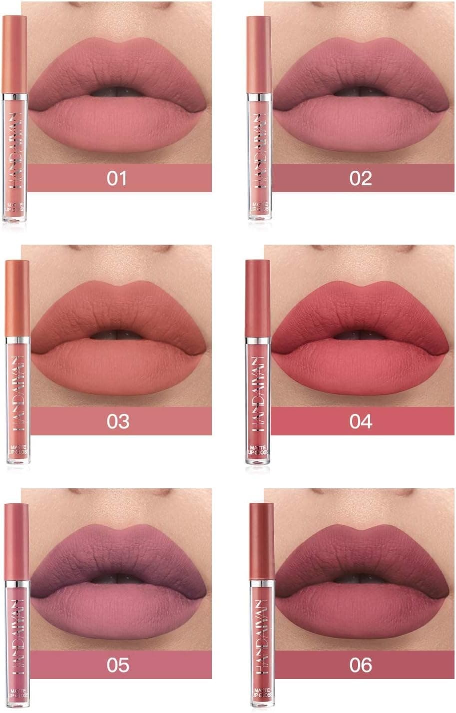 6 Pcs Matte Liquid Lipstick Set Nude Lip Gloss Non-Stick Cup Not Fade Waterproof Long Lasting Lip Sticks Gift For Make Up Women (Set B) - Image 4