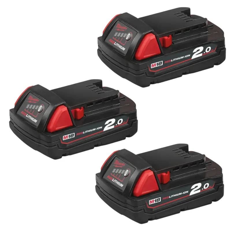 Milwaukee M18B2 18V 2.0Ah RedLithium-Ion Battery - 3 Pack