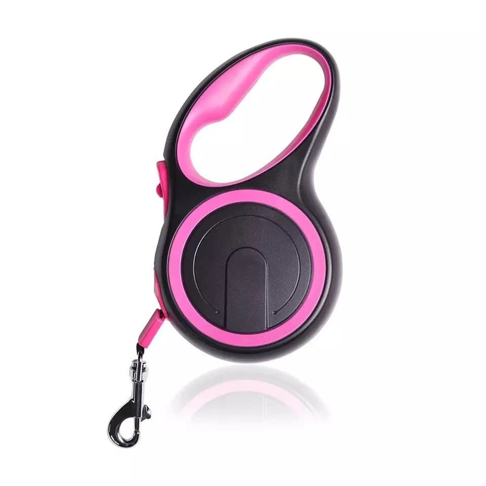 3 m Retractable Cord Leash for Small Dogs up to 8 kg | Pocket size | 3-Finger Handle | Pink | Retractable Dog Lead - Image 1