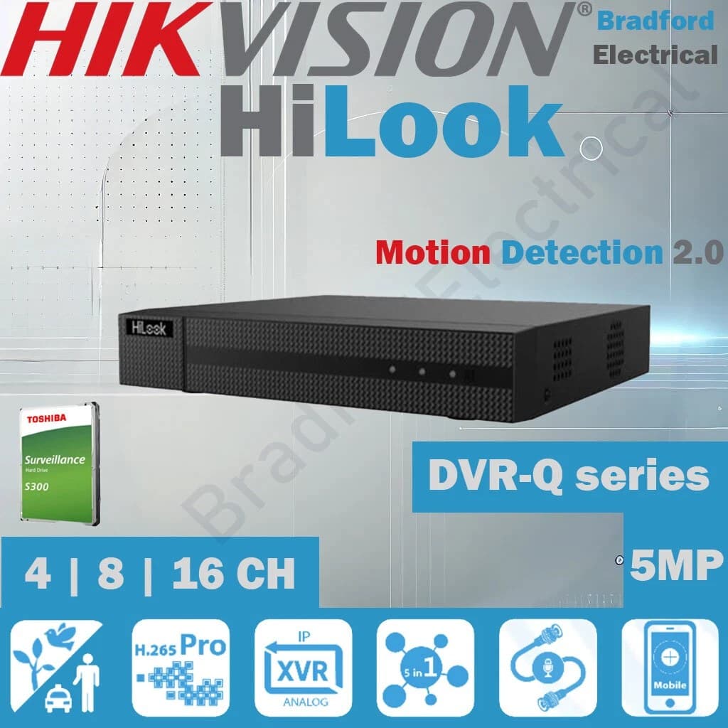 HiLook DVR-208Q-M1(E) 8-Channel 5MP 3K Hybrid Smart Motion 2.0 CCTV Recorder - Image 1