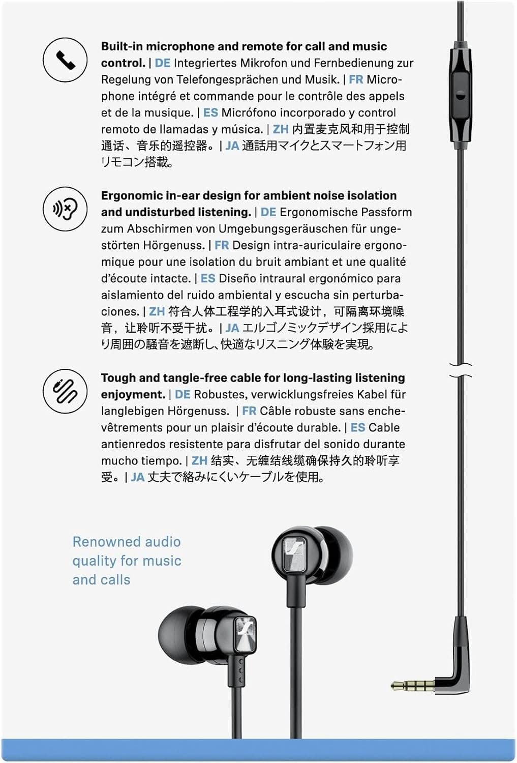 Sennheiser CX 300S Ear-Canal Headphones with Universal Smart Remote - Black, 508593 - Image 5