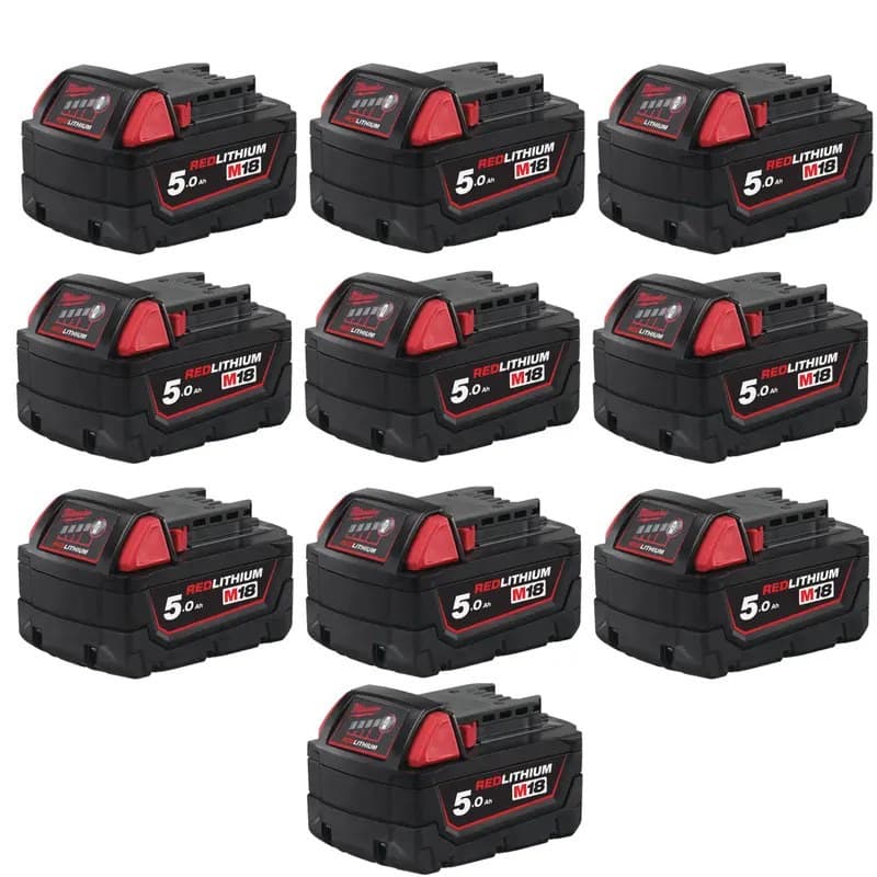 Milwaukee M18B5 18V 5.0Ah RedLithium-Ion Battery - 10 Pack