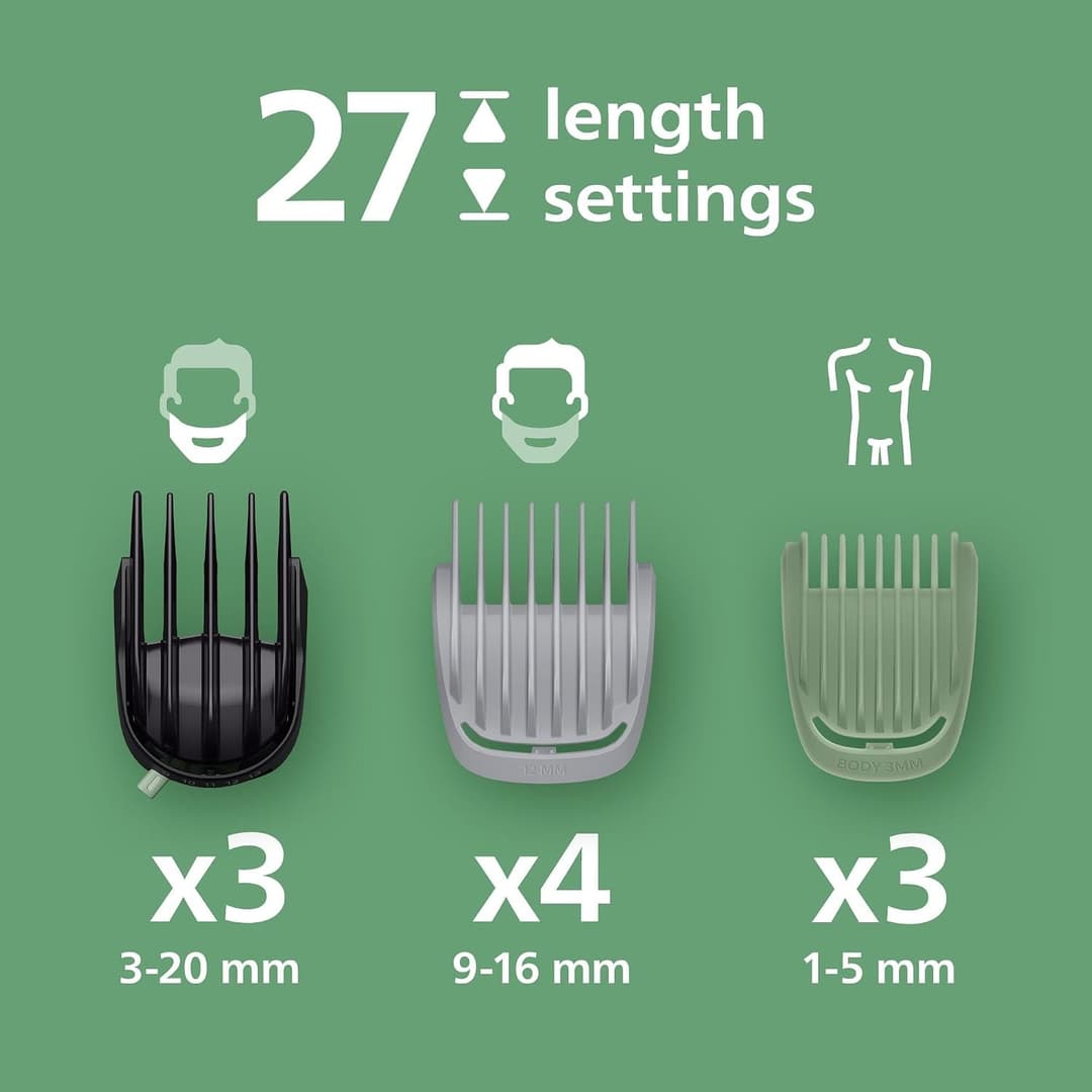 Philips Multigroom 9000 Series All-in-One 23-Piece Trimmer, Shaver & Clipper + OneBlade Trimmer for Men - All-Over Grooming Set for Beard, Nose, Hair & Body, 27 Length Settings (0.2-20 mm), MG9561/30 - Image 7